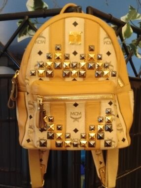 MCM Striped Studded Mini Backpack